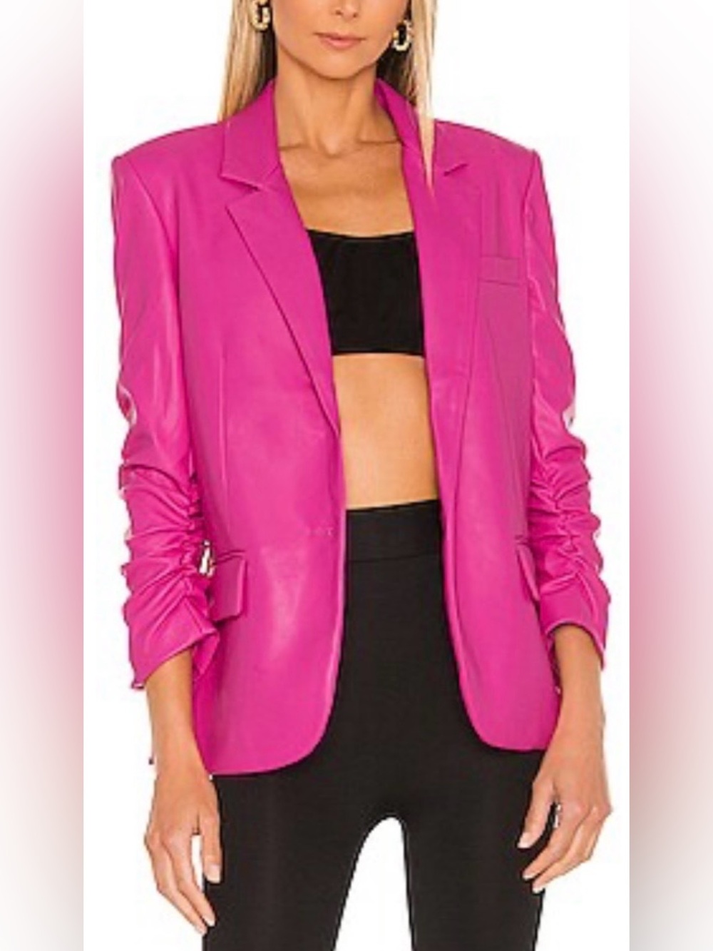 GENERATION LOVE Millie Vegan Leather Blazer Jacket Hot Pink M SOLD OUT